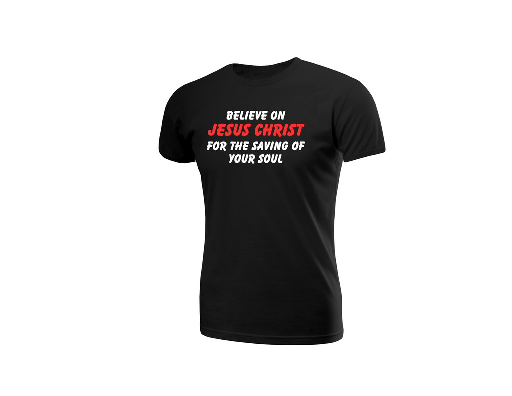 Women’s Salvation Message Christian T-Shirt – Believe & Confess Jesus Christ